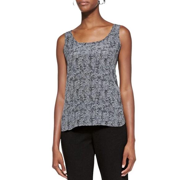 Eileen Fisher Tops - Eileen Fisher Size Medium Crepe de Chine Roadster Snakeskin 100% Silk Blouse